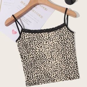 Lace Trim Leopard Print